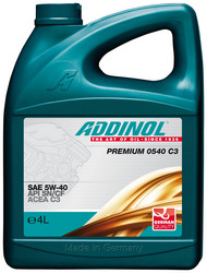 Заказать моторное масло Addinol Premium 0540 C3 5W-40, 4л Синтетическое | Артикул 4014766250896